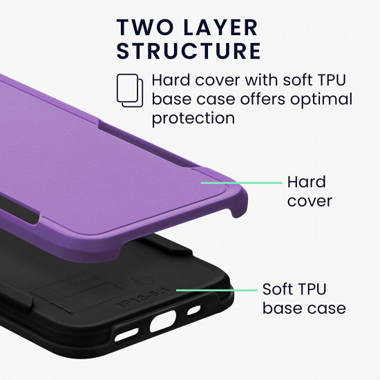 KW iPhone 13 Shockproof Hybrid Σκληρή Θήκη με Πλαίσιο Σιλικόνης TPU - Lavender / Black - 59198.108