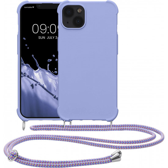 KW iPhone 13 Θήκη Σιλικόνης TPU με Λουράκι - Lavender - 55950.108