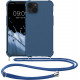 KW iPhone 13 Θήκη Σιλικόνης TPU με Λουράκι - Dark Blue - 55950.17