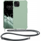 KW iPhone 13 Θήκη Σιλικόνης TPU με Λουράκι - Grey Green - 55950.172