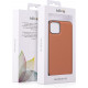 Kalibri iPhone 13 Σκληρή Θήκη με Επένδυση Γνήσιου Δέρματος και Πλαίσιο Σιλικόνης - Orange - 58808.29