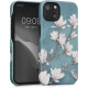 KW iPhone 13 Σκληρή Θήκη με Επένδυση Συνθετικού Δέρματος - Design Magnolia - Taupe / White / Blue Grey - 58526.02