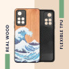 KW Xiaomi Redmi Note 11 Pro+ 5G Θήκη από Φυσικό Ξύλο - Design Japanese Wave - Blue / White / Brown - 58100.03