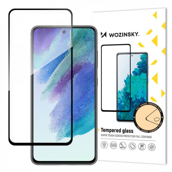 Wozinsky Samsung Galaxy S21 FE 9H Case Friendly Full Screen Full Glue Tempered Glass Αντιχαρακτικό Γυαλί Οθόνης - Black