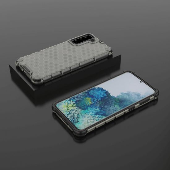 OEM Samsung Galaxy S22 Honeycomb Σκληρή Θήκη με Πλαίσιο Σιλικόνης - Black