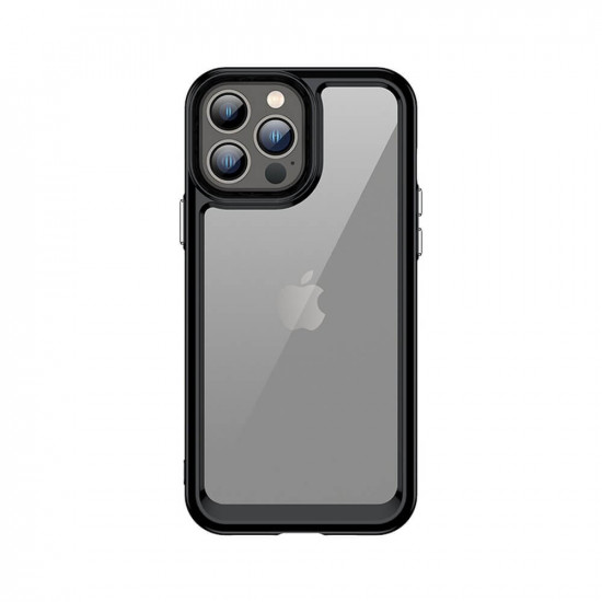 OEM iPhone 13 Pro Max Outer Space Σκληρή Θήκη με Πλαίσιο Σιλικόνης - Black