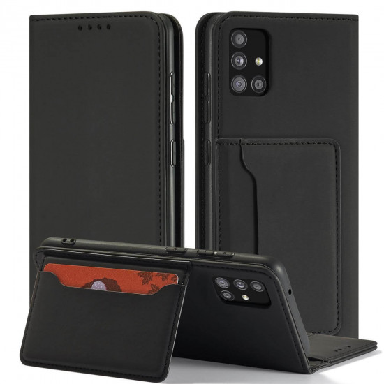 OEM Xiaomi Redmi Note 11 / Redmi Note 11S Magnet Card Wallet Case Θήκη Πορτοφόλι Stand - Black