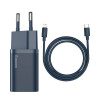Baseus Super Si 1C PD 20W Οικιακός Φορτιστής με Θύρα Type-C και Καλώδιο Type C to Lightning- Blue - TZCCSUP-B03