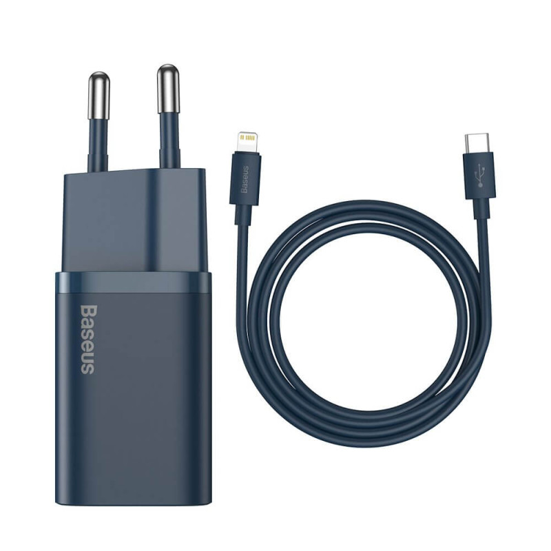 Baseus Super Si 1C PD 20W Οικιακός Φορτιστής με Θύρα Type-C και Καλώδιο Type C to Lightning- Blue - TZCCSUP-B03