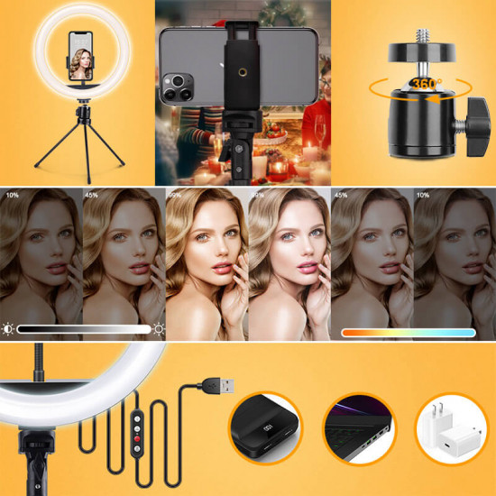 Joyroom Selfie Ring Lamp - Σετ με LED Ring Light 10.2 Ιντσών και 2 Τρίποδα - Black - JR-ZS233