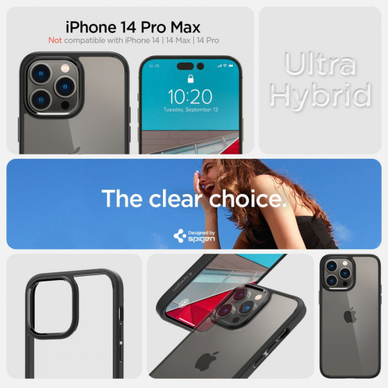 Spigen iPhone 14 Pro Max Ultra Hybrid Σκληρή Θήκη με Πλαίσιο Σιλικόνης - Matte Black