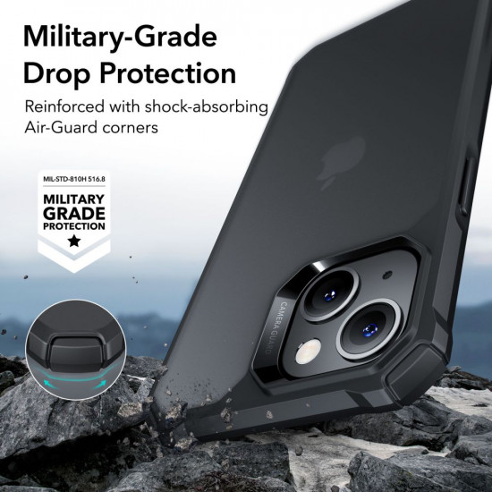 ESR iPhone 14 Plus / iPhone 15 Plus Air Armor Σκληρή Θήκη με Πλαίσιο Σιλικόνης - Ημιδιάφανη / Frosted Black