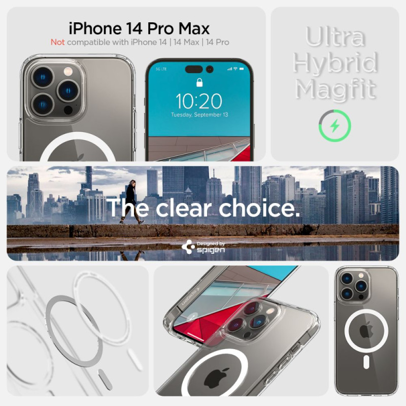 Spigen iPhone 14 Pro Max Ultra Hybrid Mag Σκληρή Θήκη με Πλαίσιο Σιλικόνης Και MagSafe - White / Διάφανη Spigen iPhone 14 Pro Max Ultra Hybrid Mag Σκληρή Θήκη με Πλαίσιο Σιλικόνης Και MagSafe - White / Διάφανη