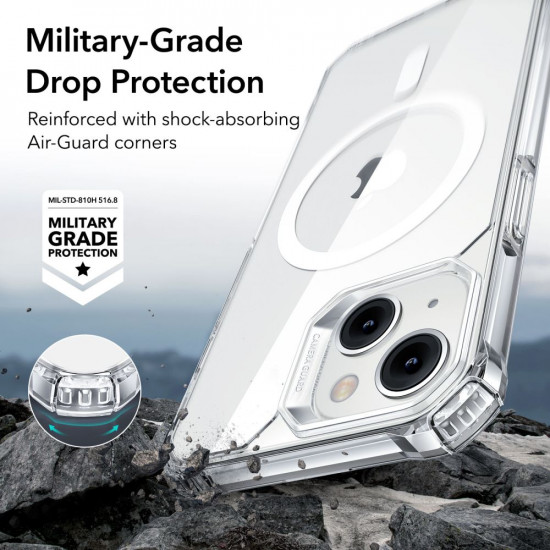 ESR iPhone 14 Air Armor Halolock Σκληρή Θήκη με Πλαίσιο Σιλικόνης και MagSafe - Διάφανη
