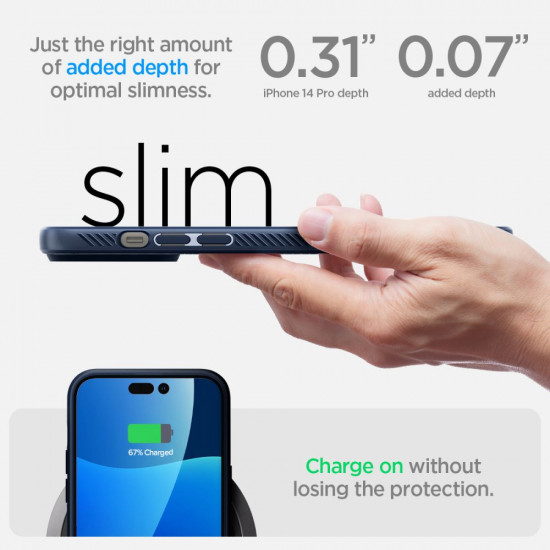 Spigen iPhone 14 Pro Liquid Air Θήκη Σιλικόνης - Navy Blue