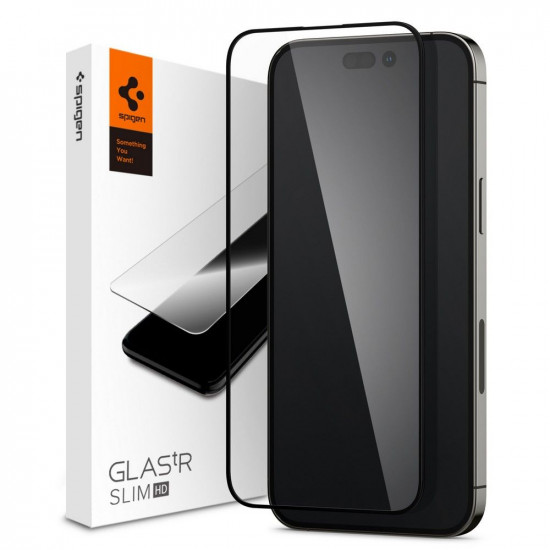 Spigen iPhone 14 Pro Max GLASS FC Full Screen Tempered Glass Αντιχαρακτικό Γυαλί Οθόνης 9H - Black - AGL05209