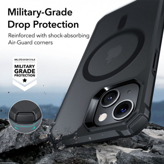 ESR iPhone 14 Pro Air Armor Halolock Σκληρή Θήκη με Πλαίσιο Σιλικόνης και MagSafe - Frosted Black