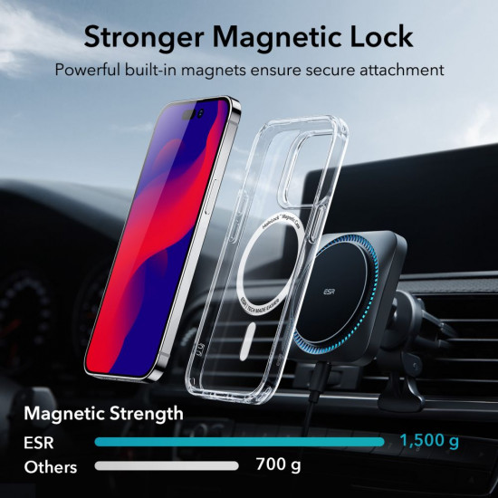 ESR iPhone 14 Pro Max Classic Hybrid Halolock Σκληρή Θήκη με Πλαίσιο Σιλικόνης και MagSafe - Διάφανη