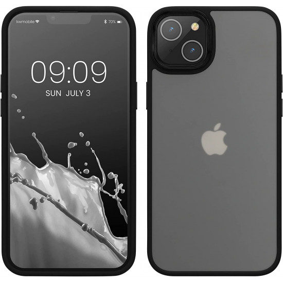 KW iPhone 14 Σκληρή Θήκη με Πλαίσιο Σιλικόνης - Black / Matte Διάφανη - 59089.01
