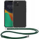 KW iPhone 14 Plus Θήκη Σιλικόνης TPU με Λουράκι - Διάφανη / Dark Green - 59109.80