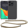 KW iPhone 14 Pro Θήκη Σιλικόνης TPU με Λουράκι - Διάφανη / Gold - 59110.21