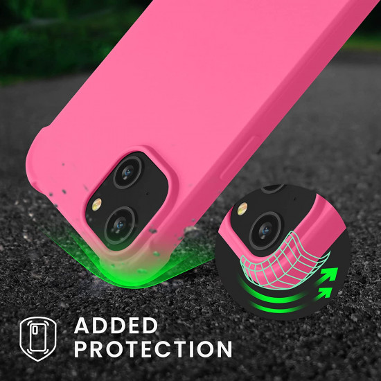 KW iPhone 14 Θήκη Σιλικόνης TPU με Λουράκι - Neon Pink - 59116.77