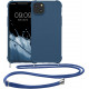 KW iPhone 14 Plus Θήκη Σιλικόνης TPU με Λουράκι - Dark Blue - 59117.17