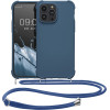 KW iPhone 14 Pro Max Θήκη Σιλικόνης TPU με Λουράκι - Dark Blue - 59119.17