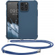 KW iPhone 14 Pro Max Θήκη Σιλικόνης TPU με Λουράκι - Dark Blue - 59119.17