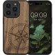 KW iPhone 14 Pro Θήκη από Φυσικό Ξύλο Design Navigational Compass - Dark Brown - 59126.01