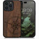 KW iPhone 14 Pro Max Θήκη από Φυσικό Ξύλο Design Navigational Compass - Dark Brown - 59127.01