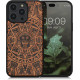 KW iPhone 14 Pro Max Θήκη από Φυσικό Ξύλο Design Mayan Calendar - Brown / Black - 59127.02