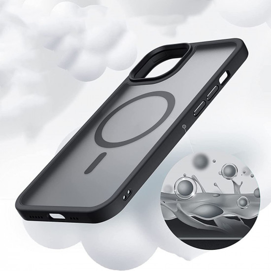 Tech-Protect iPhone 14 MagMat Σκληρή Θήκη με Πλαίσιο Σιλικόνης και MagSafe - Matte Black / Ημιδιάφανη