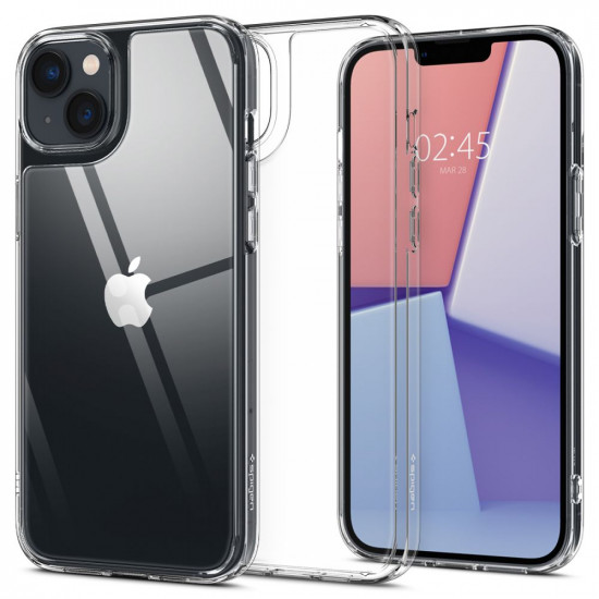 Spigen iPhone 14 Plus / iPhone 15 Plus Quartz Hybrid Θήκη με Πλαίσιο Σιλικόνης και Όψη Γυαλιού Tempered Glass - Crystal Clear