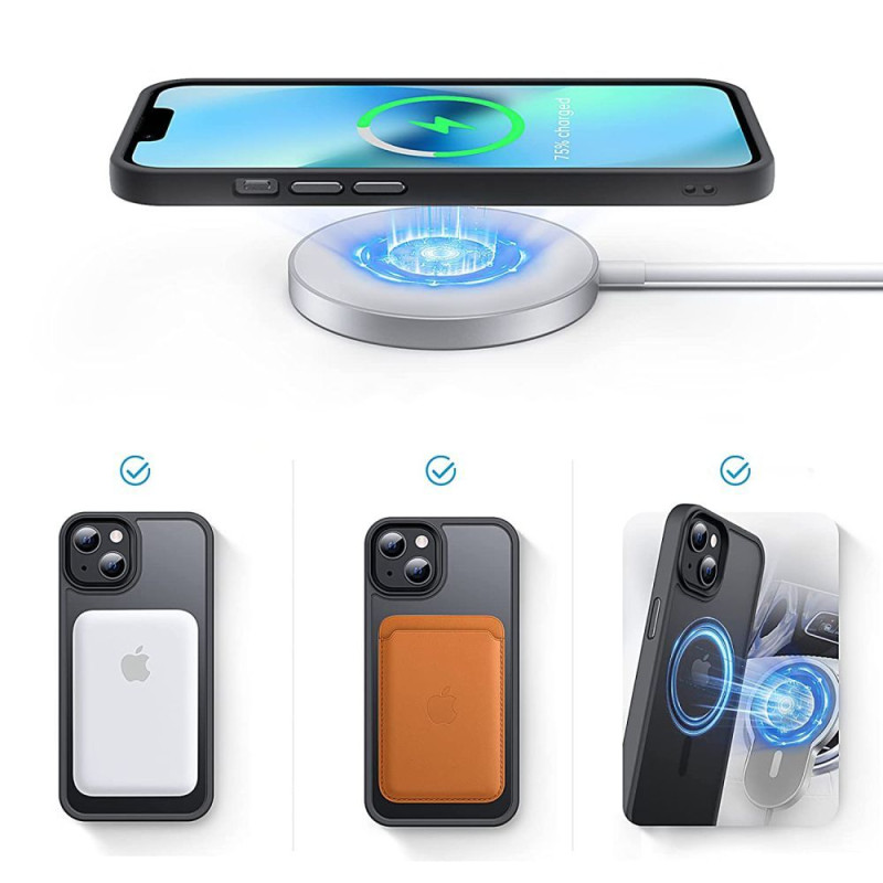 Tech-Protect iPhone 14 Pro MagMat Σκληρή Θήκη με Πλαίσιο Σιλικόνης και MagSafe - Matte Black / Διάφανη Tech-Protect iPhone 14 Pro MagMat Σκληρή Θήκη με Πλαίσιο Σιλικόνης και MagSafe - Matte Black / Διάφανη