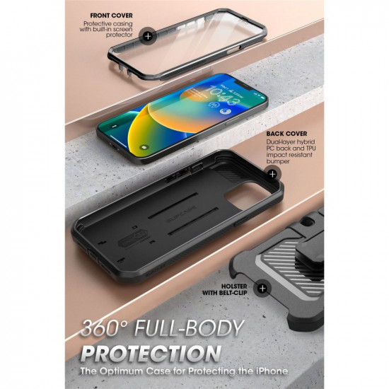 Supcase iPhone 14 Unicorn Beetle Pro Σκληρή Θήκη με Προστασία Οθόνης και Stand - Black