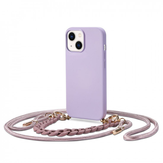 Tech-Protect iPhone 14 Icon Chain Θήκη Σιλικόνης TPU με Λουράκι και Αλυσίδα - Violet