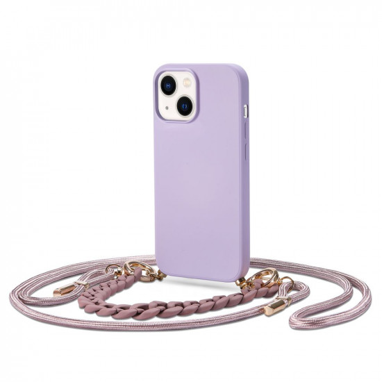 Tech-Protect iPhone 14 Plus Icon Chain Θήκη Σιλικόνης TPU με Λουράκι και Αλυσίδα - Violet