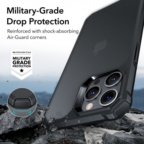 ESR iPhone 14 Pro Air Armor Σκληρή Θήκη με Πλαίσιο Σιλικόνης - Ημιδιάφανη / Frosted Black
