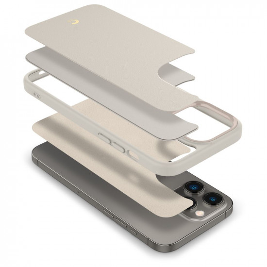 Spigen Cyrill iPhone 14 Pro Kajuk Mag Θήκη με Επένδυση Συνθετικού Δέρματος και MagSafe - Cream