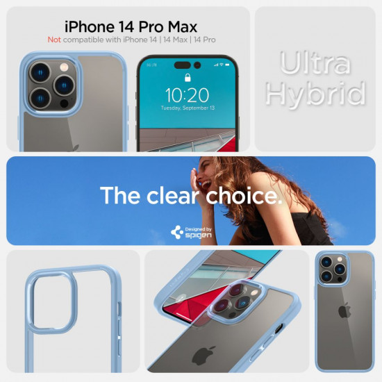 Spigen iPhone 14 Pro Max Ultra Hybrid Σκληρή Θήκη με Πλαίσιο Σιλικόνης - Sierra Blue
