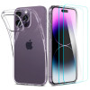 Spigen iPhone 14 Pro Quartz Hybrid Θήκη με Πλαίσιο Σιλικόνης και Όψη Γυαλιού Tempered Glass - Crystal Clear