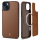 Spigen Cyrill iPhone 14 Plus / iPhone 15 Plus Kajuk Mag Θήκη με Επένδυση Συνθετικού Δέρματος και MagSafe - Saddle Brown