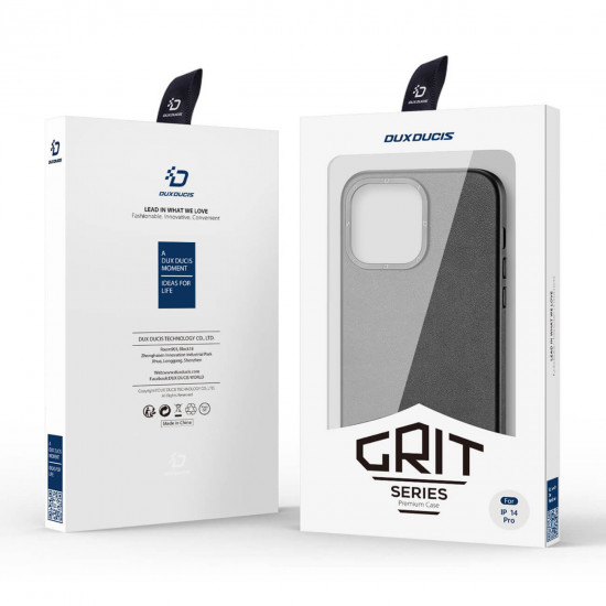 Dux Ducis iPhone 14 Pro Grit Leather Case Θήκη με Επένδυση Συνθετικού Δέρματος και MagSafe - Black
