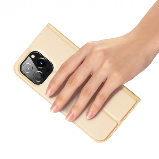 Dux Ducis iPhone 14 Pro Flip Stand Case Θήκη Βιβλίο - Gold