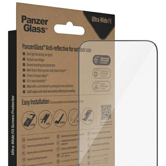 PanzerGlass iPhone 14 Pro Max Ultra-Wide Fit Anti-reflective Antibacterial Easy Aligner Full Screen Αντιχαρακτικό Γυαλί Οθόνης - Black