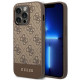 Guess iPhone 14 Pro - 4G Stripe Collection Θήκη με Επένδυση Συνθετικού Δέρματος - Brown - GUHCP14LG4GLBR