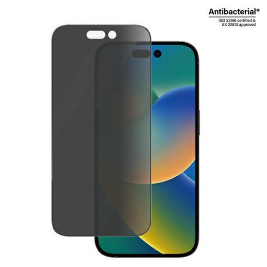 PanzerGlass iPhone 14 Pro Ultra-Wide Fit Privacy Antibacterial Easy Aligner Full Screen Αντιχαρακτικό Γυαλί Οθόνης - Black