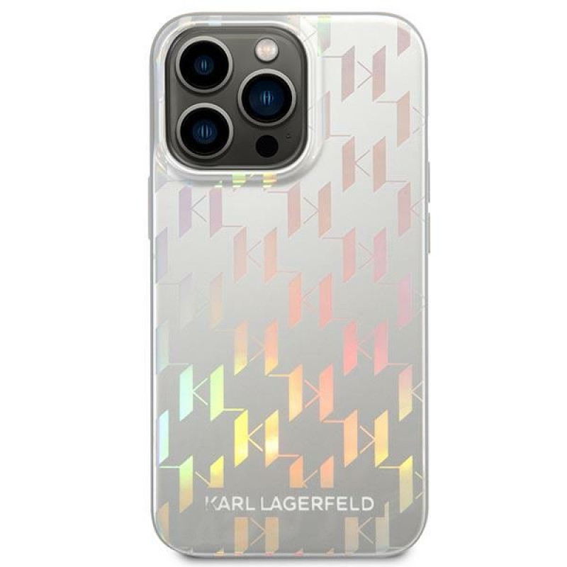 Karl Lagerfeld iPhone 14 Pro Max - Iridescent Monogram Σκληρή Θήκη με Πλαίσιο Σιλικόνης - Silver - KLHCP14XLGMMSV3 Karl Lagerfeld iPhone 14 Pro Max - Iridescent Monogram Σκληρή Θήκη με Πλαίσιο Σιλικόνης - Silver - KLHCP14XLGMMSV3