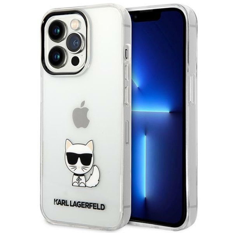 Karl Lagerfeld iPhone 14 Pro Max - Choupette Body Σκληρή Θήκη με Πλαίσιο Σιλικόνης - Διάφανη - KLHCP14XCTTR